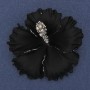 Brooch Pendant Petunia Flower Black Matte Enamel Rainbow Rhinestones Silver-Tone Metal 51x51mm+