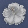 Brooch Pendant Flower Petunia White Matte Enamel Rainbow Crystals Silver Tone Metal 51×51mm+