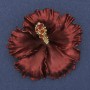 Brooch Pendant Petunia Flower Burgundy Matte Enamel Red Rhinestones Gold-Tone Metal 51x51mm+