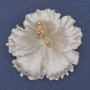 Brooch Pendant Petunia Flower White Matte Enamel Pink Rhinestones Gold-Tone Metal 51x51mm+