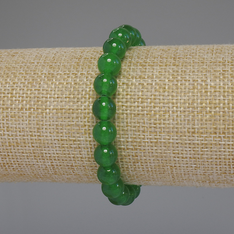 Chrysoprase Bracelet Smooth Round Beads, Diameter 8mm+/-, Length 18cm Stretch