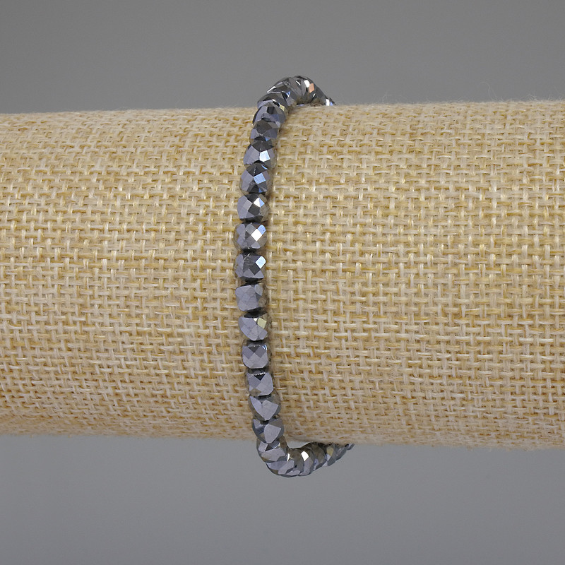 Terahertz Stone Bracelet Faceted Cube Beads, Diameter 4x4mm+/-, Length 18cm Stretch