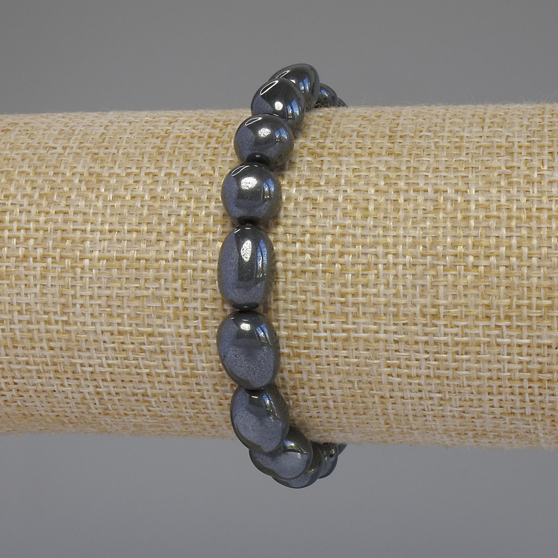 Hematite Faceted Bracelet, 8-11×8mm ±, 18cm length stretch
