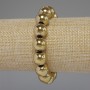 Hematite Bracelet, gold colour, smooth beads, 12mm diameter ±, length 18cm stretch