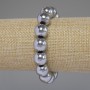 Hematite bracelet silver colour smooth bead, diameter 12mm ±, length 18cm stretch