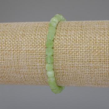 Chrysolite Olivine Bracelet Faceted Cube Beads, Diameter 5x5mm+/-, Length 18cm Stretch
