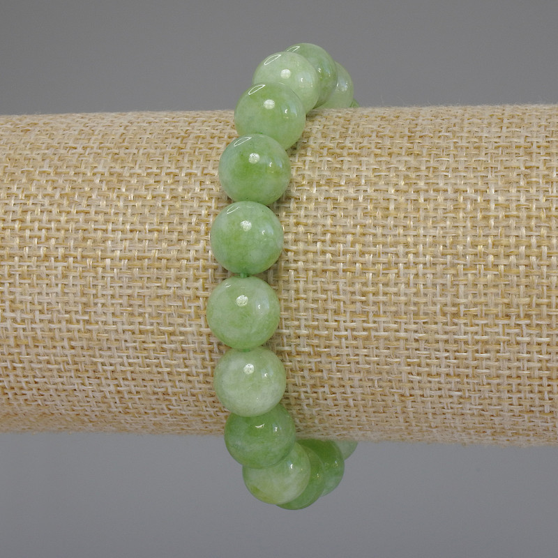 Chrysolite Olivine Bracelet, smooth bead, diameter 10mm+/-, length 18cm stretch
