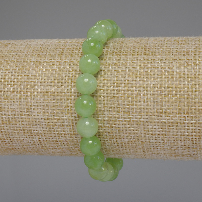 Chrysolite Olivine Bracelet, smooth bead, diameter 8mm+/-, length 18cm stretch