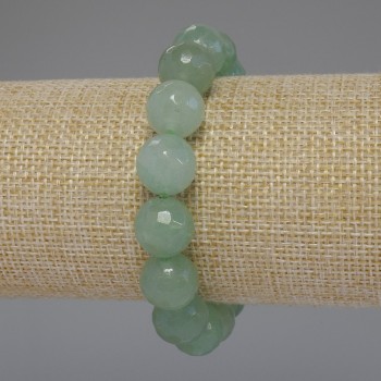 Bracelet Nephrite faceted bead, 12mm diameter, 18cm length (stretch)