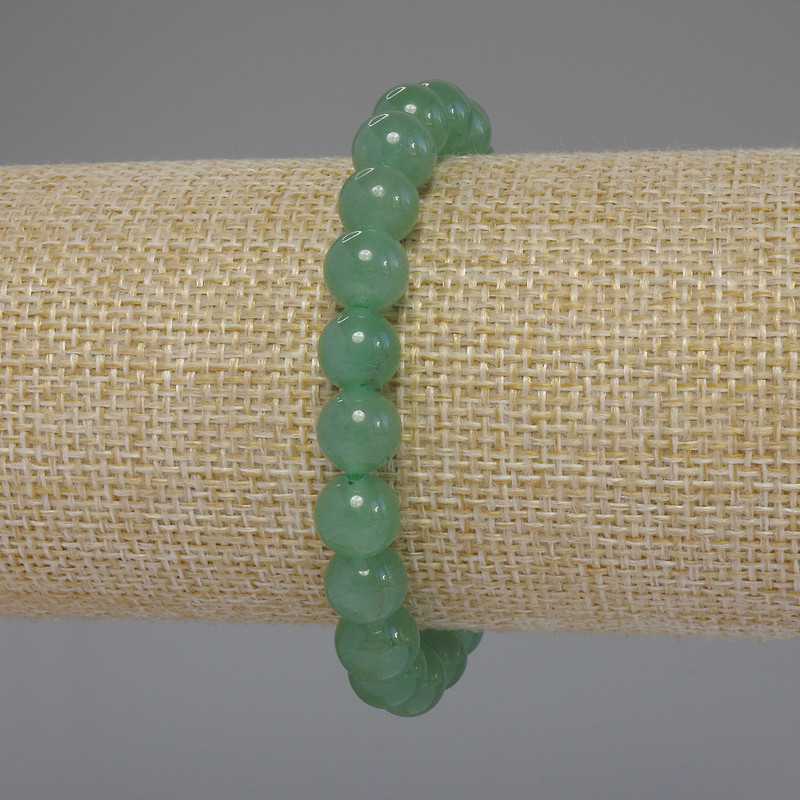 Nephrite Bracelet, smooth bead, diameter 8mm+/-, length 18cm stretch