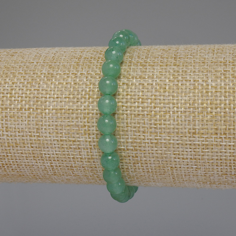 Nephrite Jade Bracelet, Smooth Round Bead, Diameter 6.5mm+/-, Length 18cm Stretch