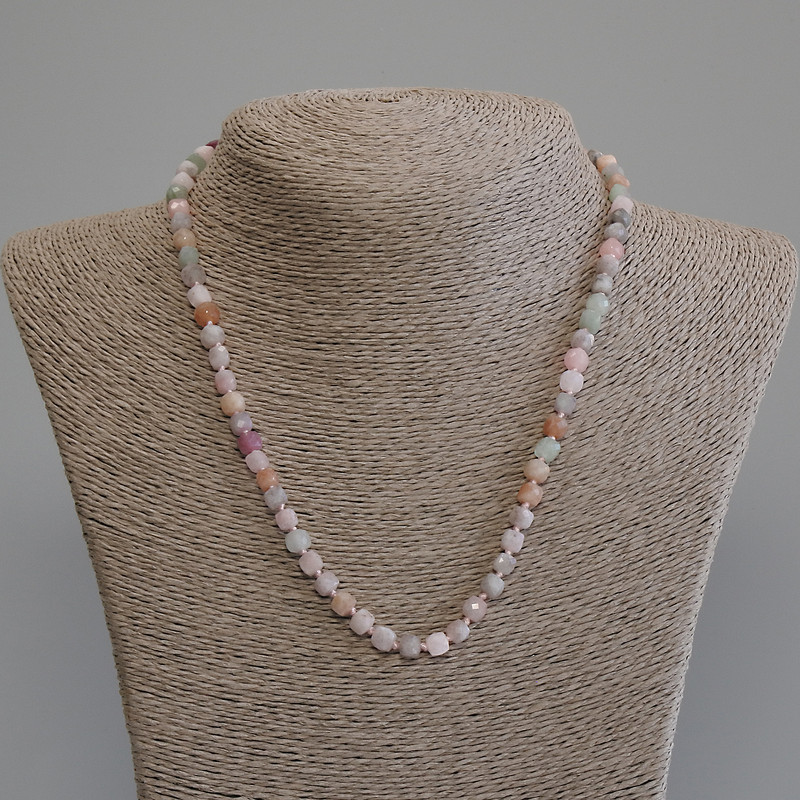 Jadeite Necklace, Faceted Cube, 5x5mm, Length 50cm+/- with Clasp