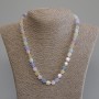 Morganite Necklace, Cube, 7x7mm+/-, Length 50cm+/- with Clasp