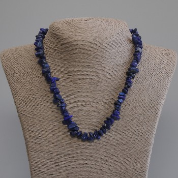 Lapis Lazuli Chip Necklace, diameter 6-13x2-7mm+-, length 50cm+- with clasp
