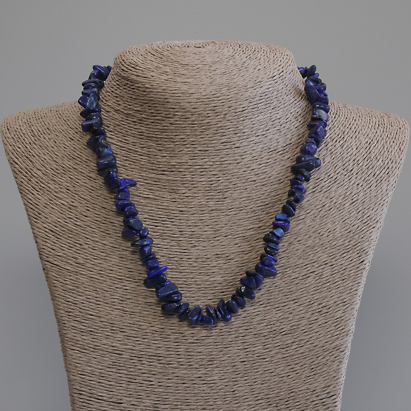 Lapis Lazuli Chip Necklace, diameter 6-13x2-7mm+-, length 50cm+- with clasp