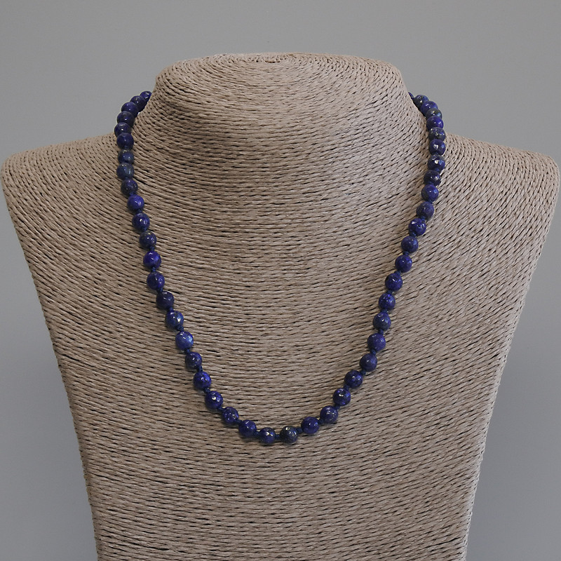 Lapis Lazuli Faceted Bead Necklace, diameter 6mm+-, length 50cm+- with clasp