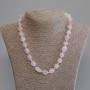 Rose Quartz Necklace, tumbled, diameter 11-16x9-11mm+-, length 50cm+- with clasp