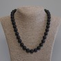 Shungite (Imitation) Necklace, smooth round bead, diameter 12mm+-, length 50cm+- with clasp
