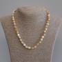 Beige Mother-of-Pearl Barrel Necklace, diameter 8x7.5mm+-, length 50mm+- with clasp