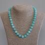 Aquamarine Necklace, smooth round bead, diameter 10mm+-, length 50cm+- with clasp