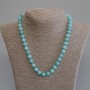 Aquamarine Necklace, smooth round bead, diameter 8.5mm+-, length 50cm+- with clasp
