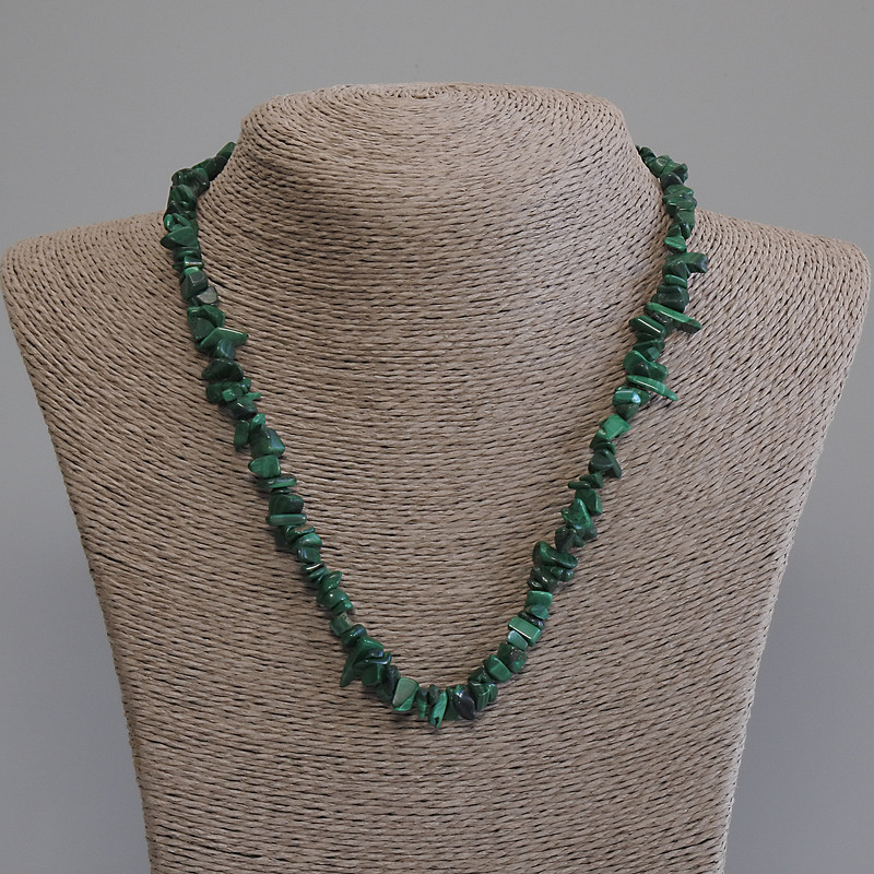 Malachite Necklace, chips, diameter 4.5-11x2-5mm+-, length 50cm+