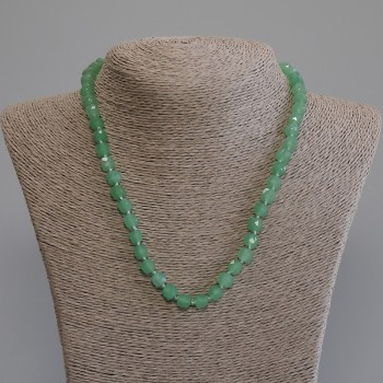 Jade Necklace, natural stone faceted cube beads, diameter 7x7mm+/-, length 50cm+