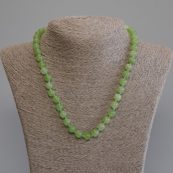 Chrysolite Peridot Necklace, smooth bead, diameter 8mm+/-, length 50mm+/-, with clasp