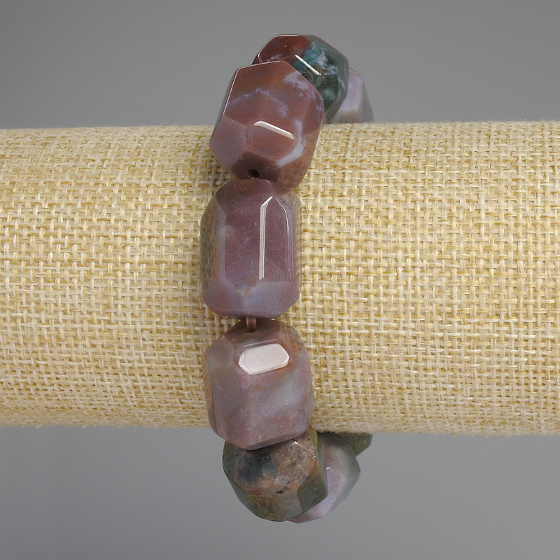 Jasper Bracelet, faceted polyhedron beads, diameter 20x15mm+/-, length 18cm+