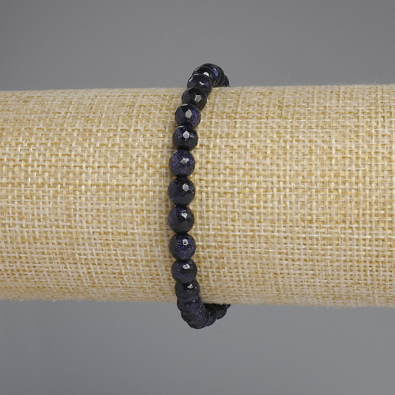 Aventurine "Night of Cairo" Bracelet, faceted bead, diameter 6mm+/-, length 18cm+