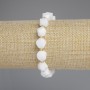 White Quartz Bracelet, faceted rhombus, diameter 10x9mm+/- seed beads 3mm+/-, length 18cm+