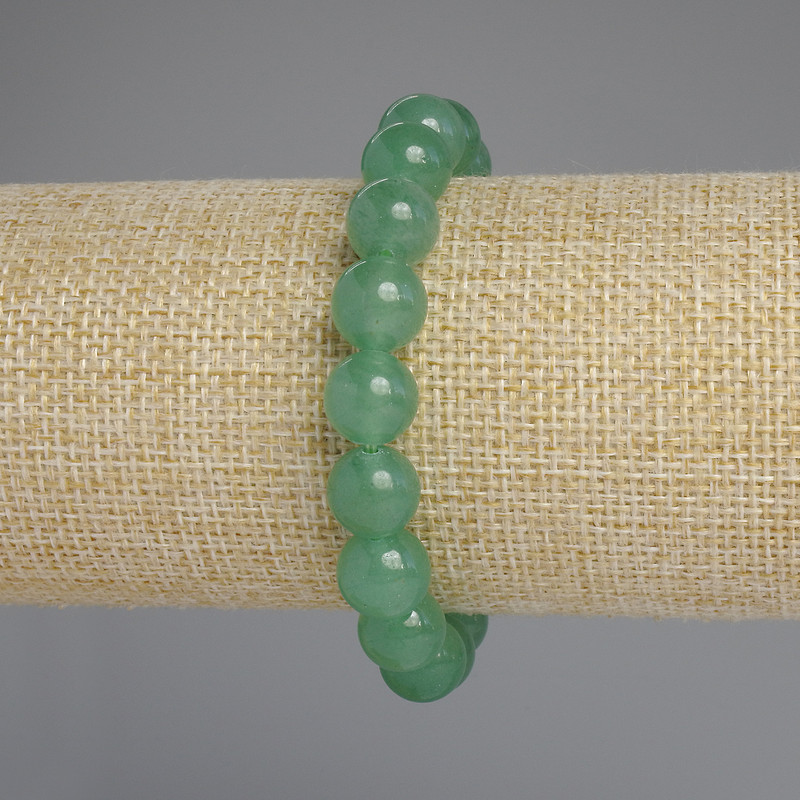 Jade Bracelet, Smooth Round Beads, diameter 10mm+/-, length 18cm+