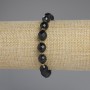 Natural Stone Bracelet Agate Faceted Grain, diameter 10x8mm+/- seed beads 3mm+/-, length 18cm +