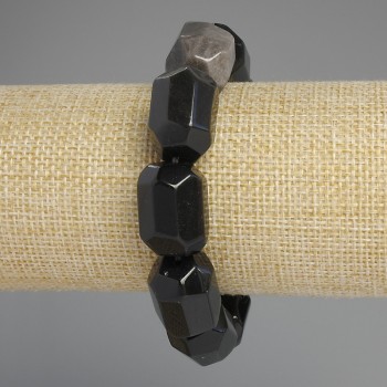 Bracelet Obsidian Silver Faceted, diameter 20x15-16mm+-, length 18cm+