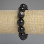 Natural Obsidian Bracelet, silver smooth beads, diameter 14mm, length 18cm +