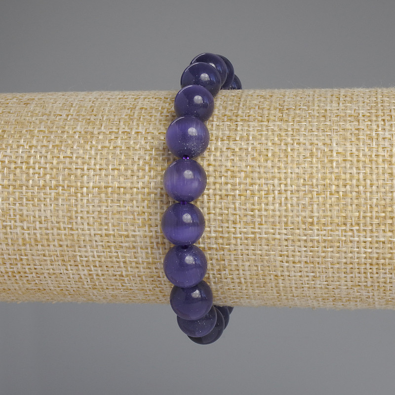 Bracelet Cat's Eye Smooth Round Beads, diameter 9.5mm+-, length 18cm+- stretch