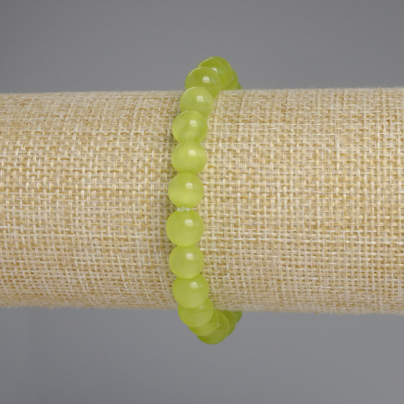 Bracelet Cat's Eye smooth beads, diameter 8mm ±, length 18cm ± stretch