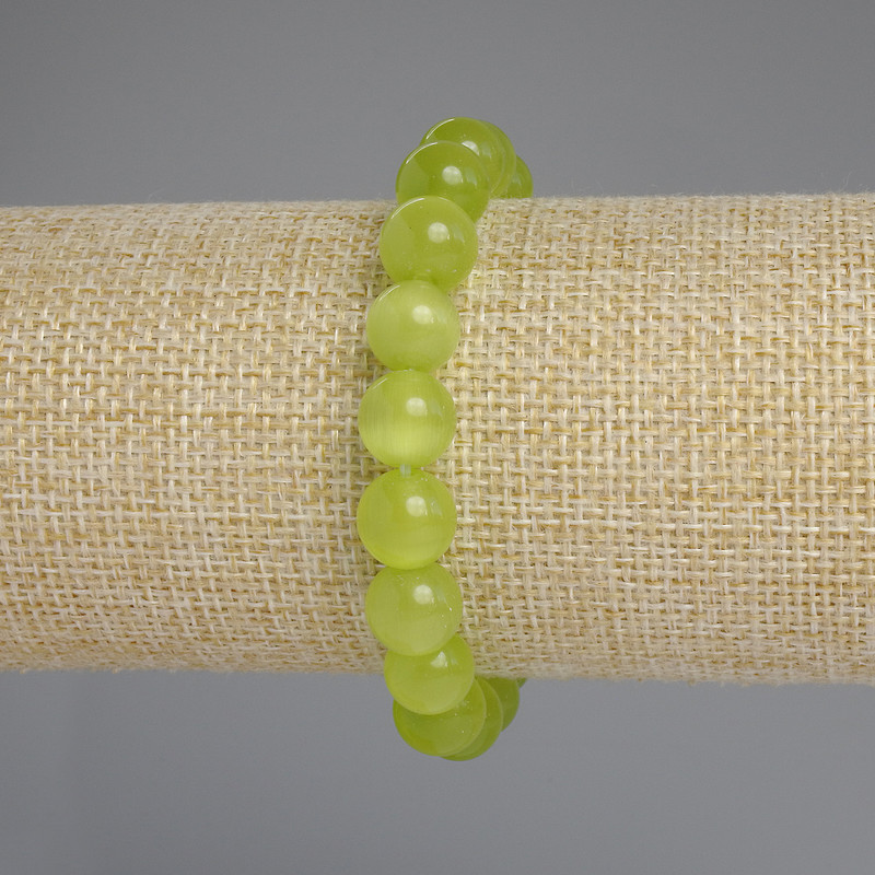 Bracelet Cat's Eye smooth beads, diameter 9mm±, length 18cm±, stretch