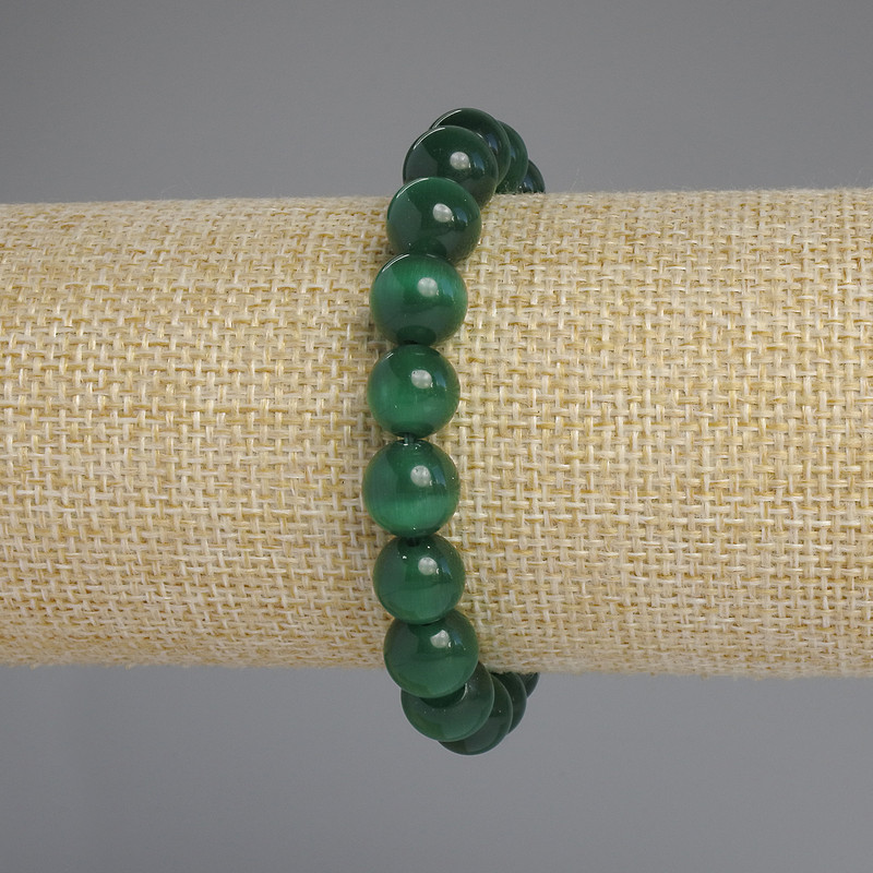 Bracelet Cat's Eye smooth beads, diameter 10mm±, length 18cm±, stretch