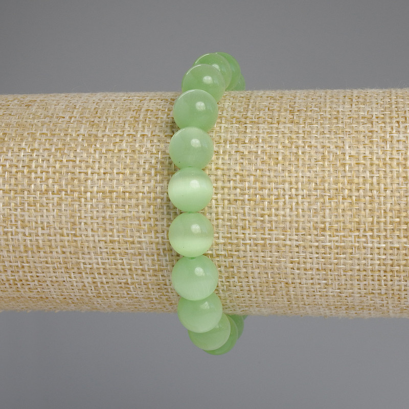 Bracelet Cat's Eye smooth beads, diameter 10mm±, length 18cm±, stretch