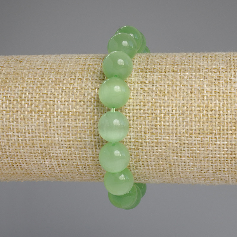 Cat's Eye Bead Bracelet smooth rounds, diameter 11.5mm±, length 18cm± stretch