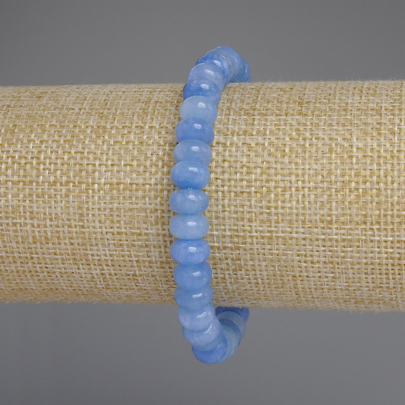 Aquamarine Rondelle Bracelet, Diameter 8x4.5mm+-, Length 18cm+- Stretch
