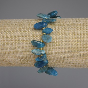 Apatite Bracelet, Butterfly Tumbled Beads, Diameter 11-16x6-8mm+/- with 3mm+/- Seed Beads, Length 18cm+/- Stretch