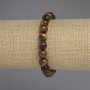 Tiger's Eye Bracelet, Faceted Round Bead, Diameter 8mm+/-, Length 18cm+/- Stretch