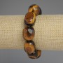 Tiger's Eye Bracelet, Faceted Tumbled Nugget, Diameter 17-22x14-16mm+/-, Length 18cm+/- Stretch