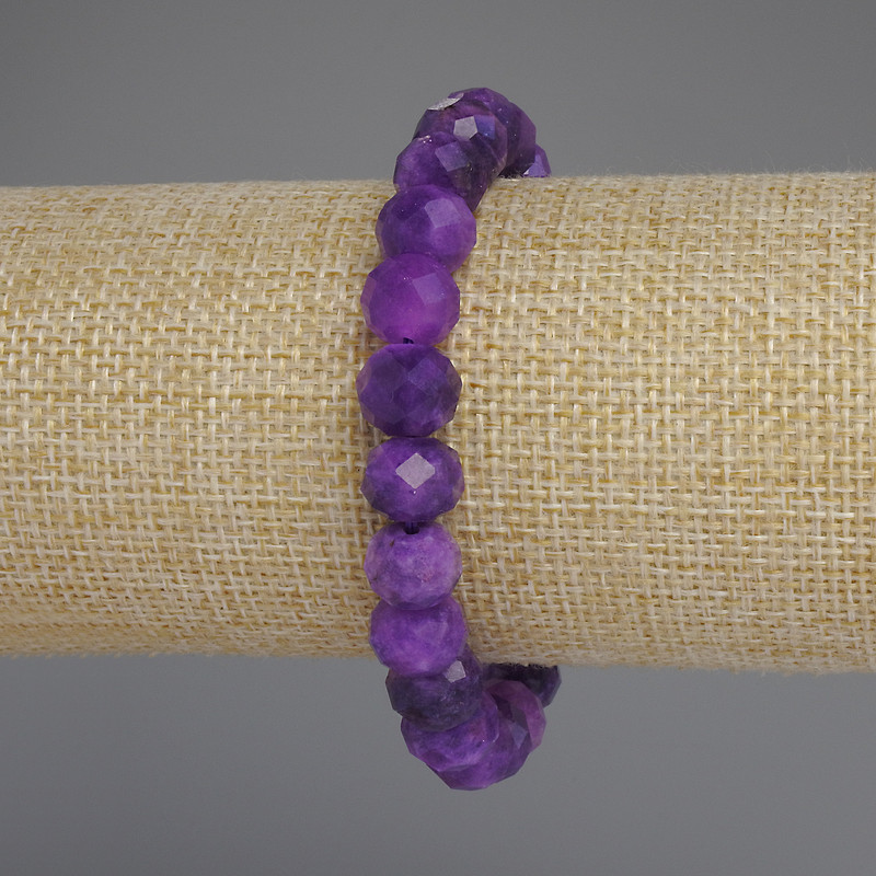 Sugilite Bracelet, Faceted Rondelle, Diameter 10x8mm+, Length 18cm+/- Stretch