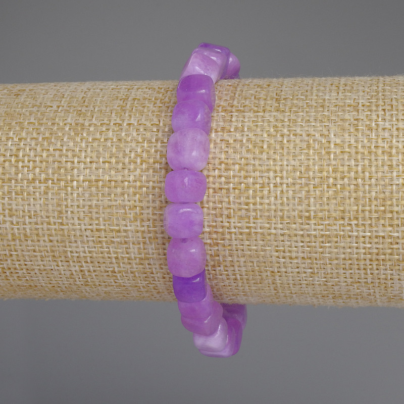 Lavender Amethyst Bracelet, Cube Beads, Diameter 7mm+, Length 18cm+/- Stretch