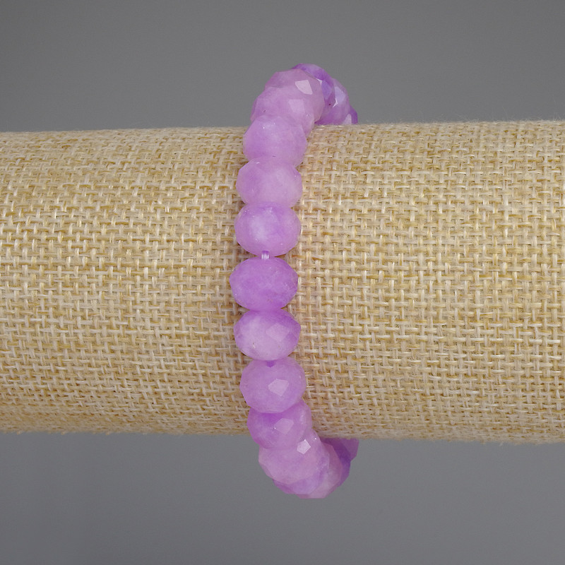 Lavender Amethyst Bracelet, Faceted Rondelle, Diameter 10x7mm+, Length 18cm+/- Stretch