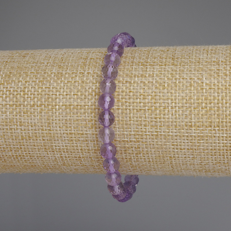 Amethyst Faceted Bead Bracelet, diameter 6mm+-, length 18cm+- stretch