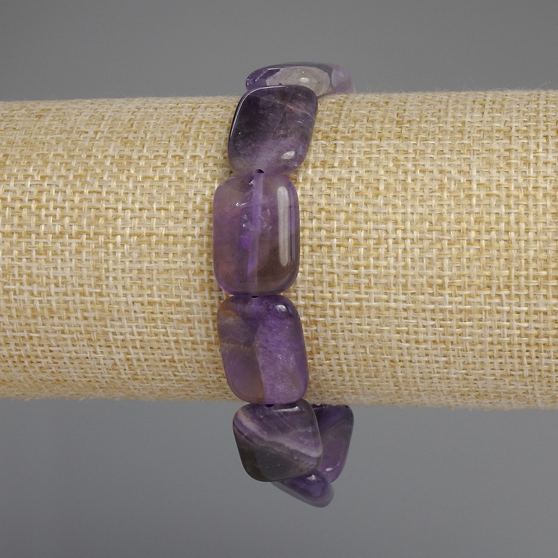 Amethyst Rectangular Link Bracelet, diameter 18x13mm+-, length 18cm+- stretch